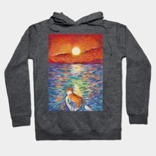 Sunset surfer corgi Hoodie